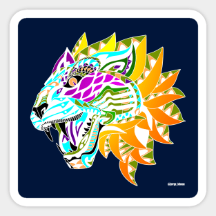 mayan tiger in ecopop pattern zentangle Sticker